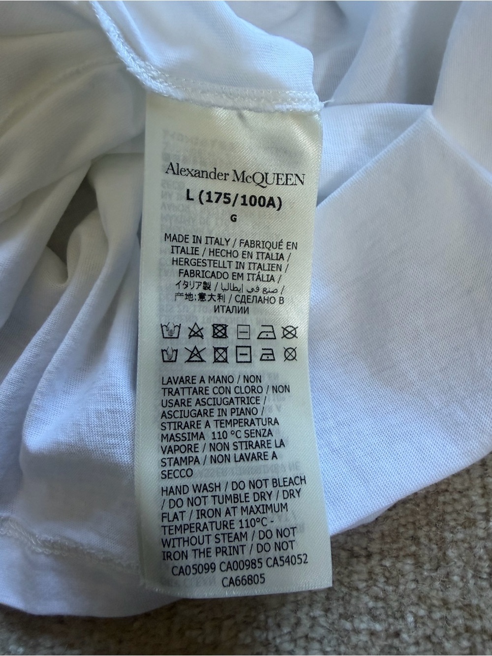 Alexander McQueen White Tee with Blue Logo Script - Picture 7 of 7